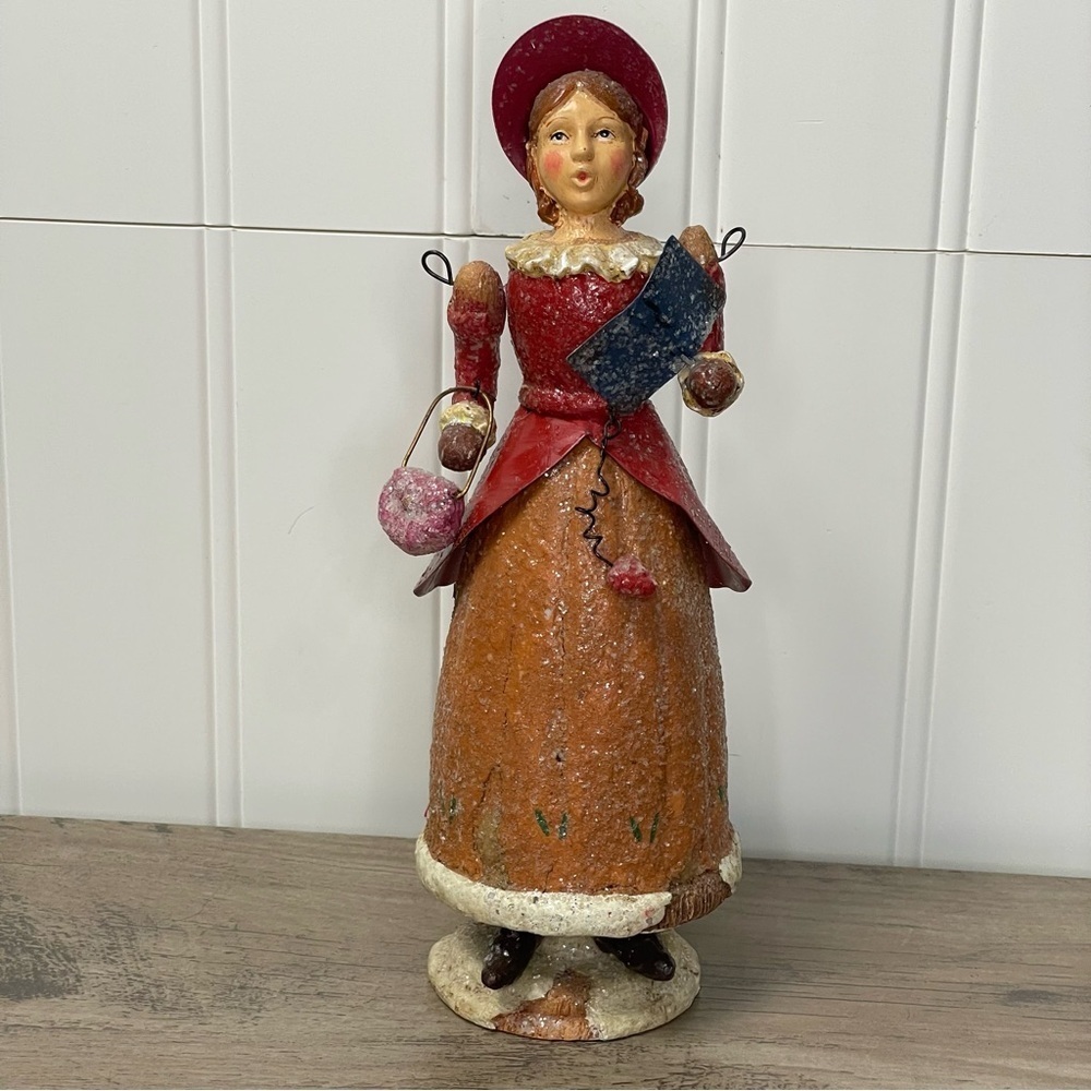 Pacific Rim Victorian Style Christmas Caroler Woman Bobble Body Moveable Arms